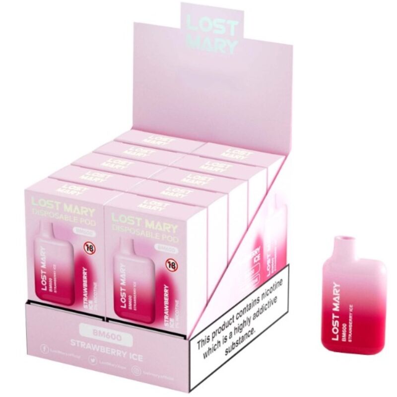 LOST MARY - BM600 NICOTINE VAPE 2% DISPOSABLE STRAWBERRY ICE