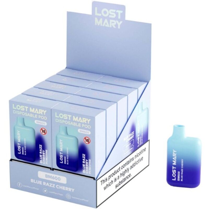 LOST MARY - BM600 NICOTINE VAPE 2% DISPOSABLE BLUE RAZZ CHERRY
