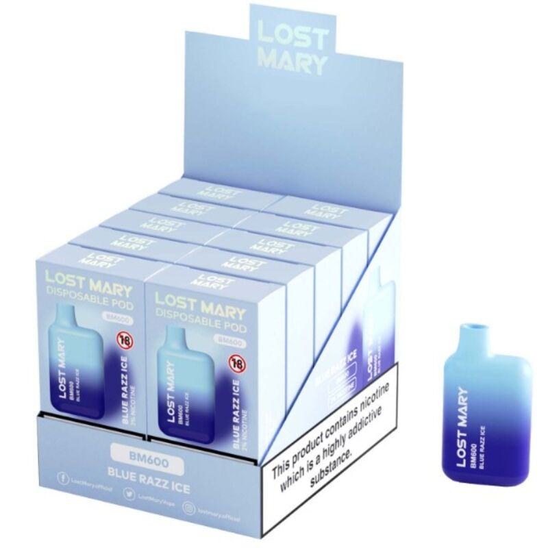 LOST MARY - BM600 NICOTINE VAPE 2% DISPOSABLE BLUE RAZZ ICE