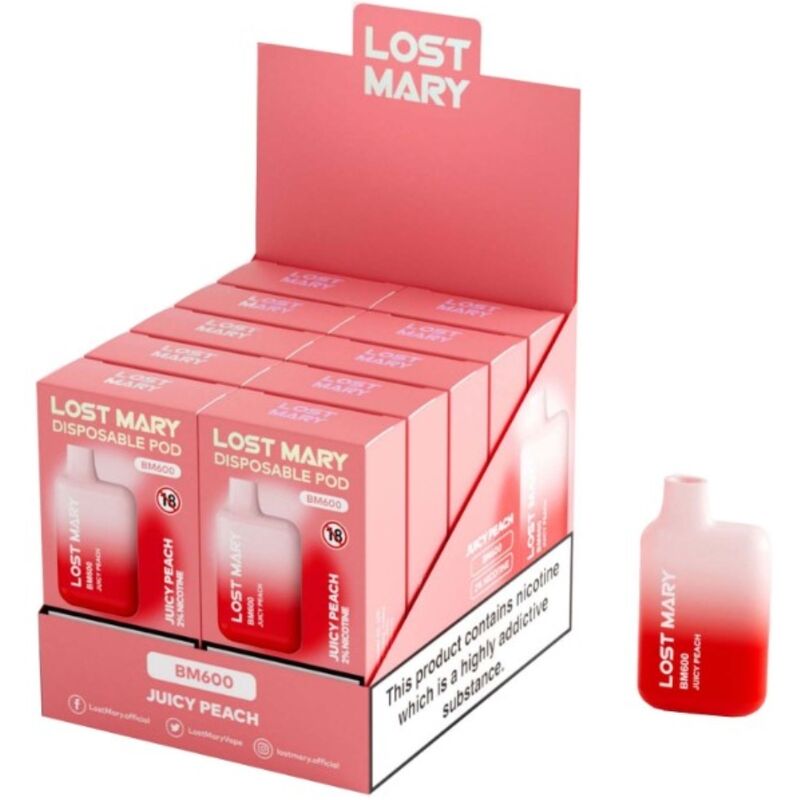 LOST MARY - BM600 NICOTINE VAPER 2% DISPOSABLE, JUICY PEACH