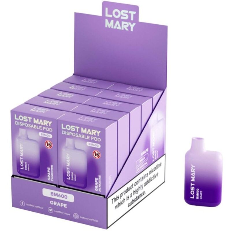 LOST MARY - BM600 NICOTINE VAPE 2% DISPOSABLE GRAPE