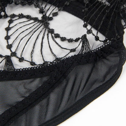 SUBBLIME - 955212 TRANSPARENT BODYSUIT WITH BLACK LACE S/M