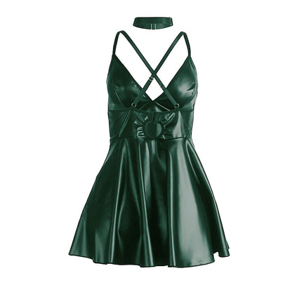 SUBBLIME - 955441 KLEID MIT GRÜNEN LEDERTRÄGERN L/XL