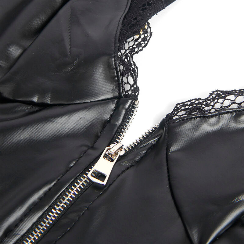 SUBBLIME - 955465 BLACK LEATHER BODYSUIT WITH ZIP L/XL