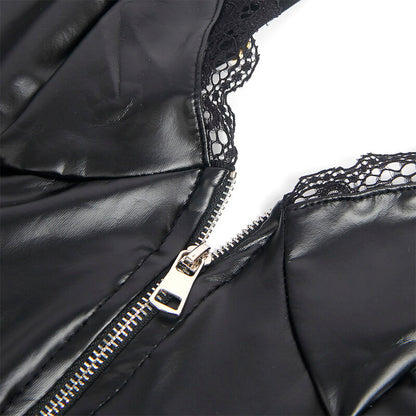 SUBBLIME - 955465 BLACK LEATHER BODYSUIT WITH ZIP L/XL