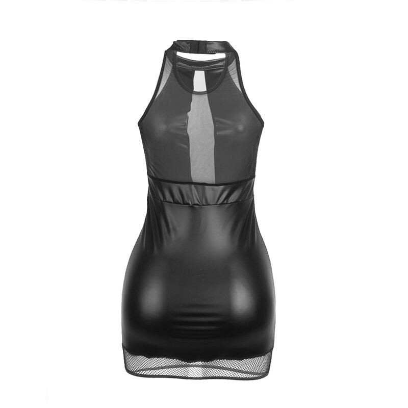 SUBBLIME - 955489 SHEER NECK HOLDER DRESS, BLACK, L/XL