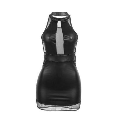 SUBBLIME - 955489 SHEER NECK HOLDER DRESS, BLACK, L/XL