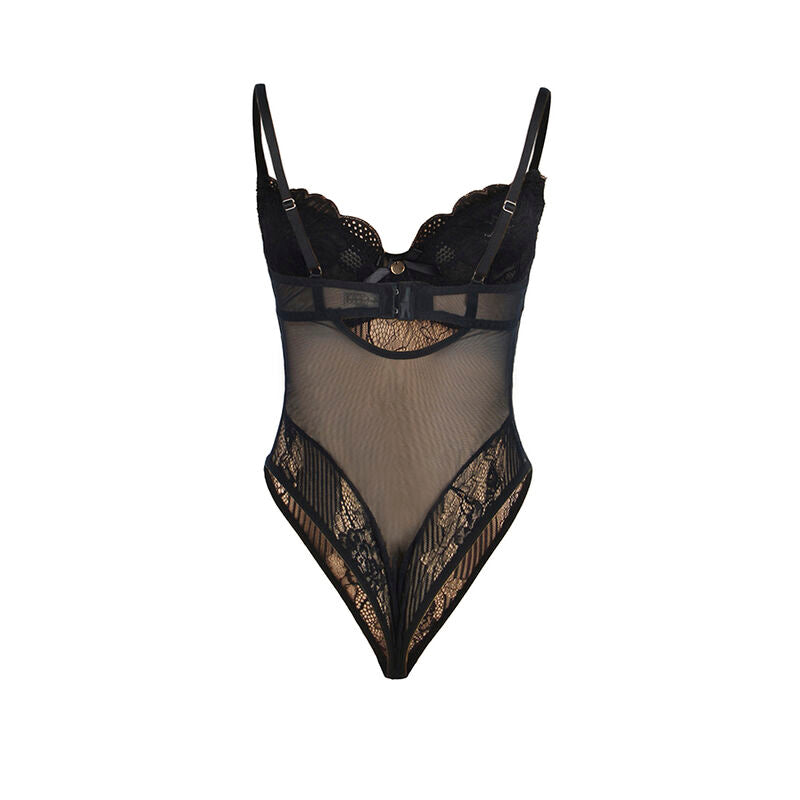SUBBLIME - 955618 LACE BODYSUIT WITH CROTCH CLOSURE BLACK S/M
