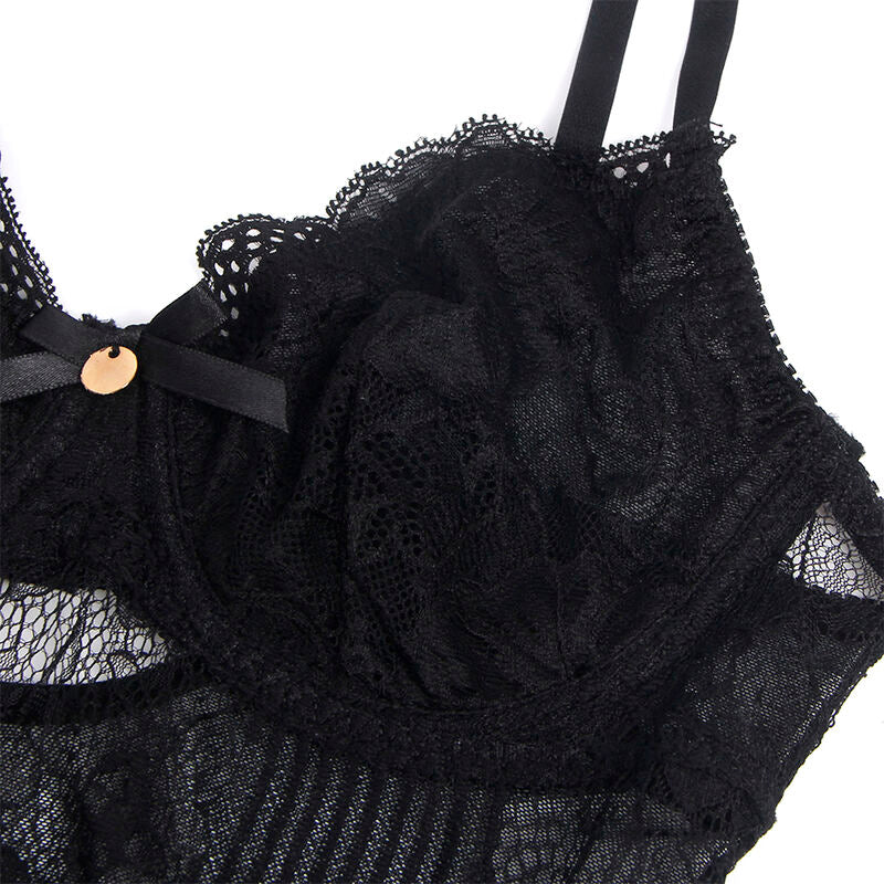 SUBBLIME - 955618 LACE BODYSUIT WITH CROTCH CLOSURE BLACK S/M