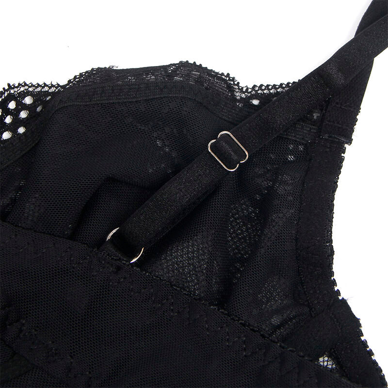 SUBBLIME - 955618 LACE BODYSUIT WITH CROTCH CLOSURE BLACK S/M