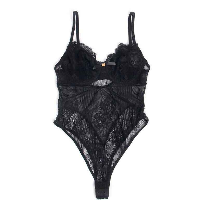 SUBBLIME - 955618 LACE BODYSUIT WITH CROTCH CLOSURE BLACK S/M