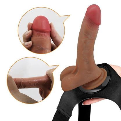 PRETTY LOVE - UNIVERSAL HARNESS STRAP-ON WITH VIBRATING AND SQUIRTING DILDO 15.5 CM MULATO
