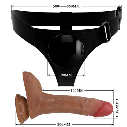 PRETTY LOVE - UNIVERSAL HARNESS STRAP-ON WITH VIBRATING AND SQUIRTING DILDO 15.5 CM MULATO