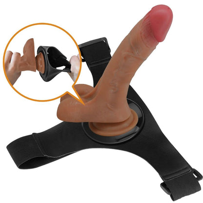 PRETTY LOVE - UNIVERSAL HARNESS STRAP-ON WITH VIBRATING AND SQUIRTING DILDO 15.5 CM MULATO