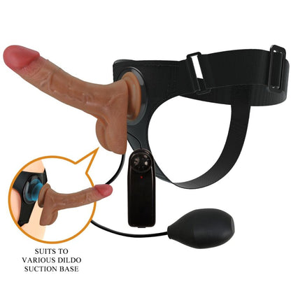 PRETTY LOVE - UNIVERSAL HARNESS STRAP-ON WITH VIBRATING AND SQUIRTING DILDO 15.5 CM MULATO