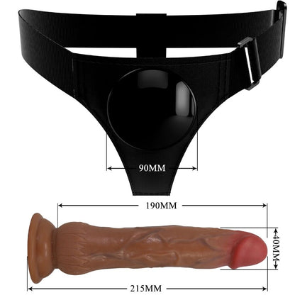PRETTY LOVE - KYTON UNIVERSAL HARNESS SLIP WITH SQUIRTING DILDO 19 CM MULATO