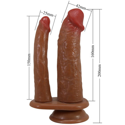 PRETTY LOVE - HULBERT DOPPELTER REALISTISCHER DILDO MIT VIBRATION MULATO