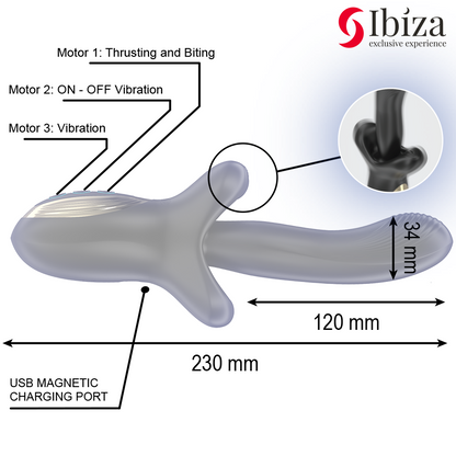 IBIZA – POWERFUL VIBRATOR WITH THRUSTING AND NIPPING EFFECT