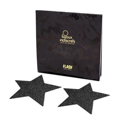BIJOUX - INDISCRETS BLACK STAR FLASH NIPPLE COVERS