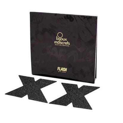 BIJOUX - INDISCRETS FLASH CROSS BLACK NIPPLE COVERS