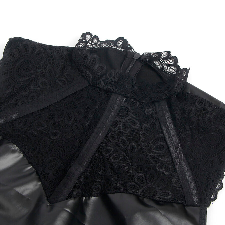 SUBBLIME - 957551 LEATHER DRESS WITH LACE COLLAR BLACK L/XL