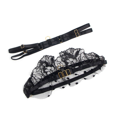 SUBBLIME - 957490 LACE BRA AND GARTER SET BLACK L/XL