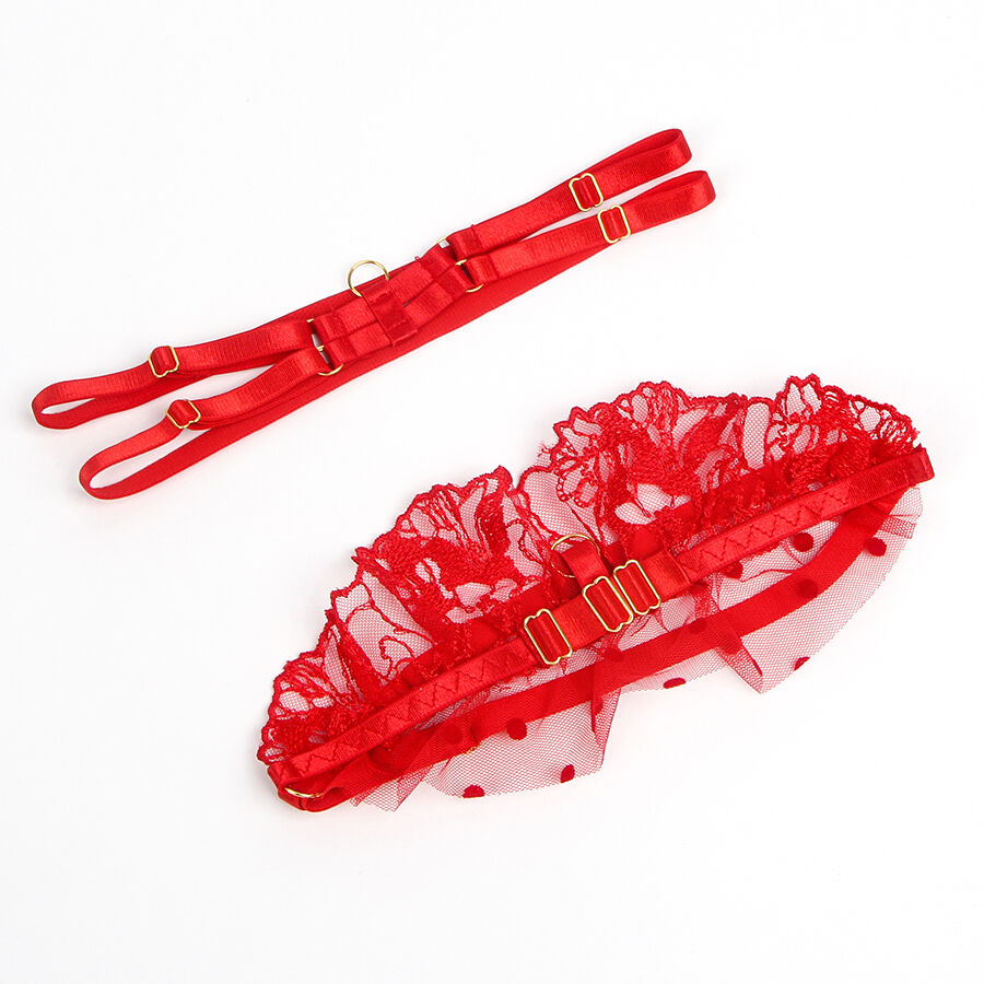 SUBBLIME - 957506 LACE BRA AND GARTER SET RED S/M