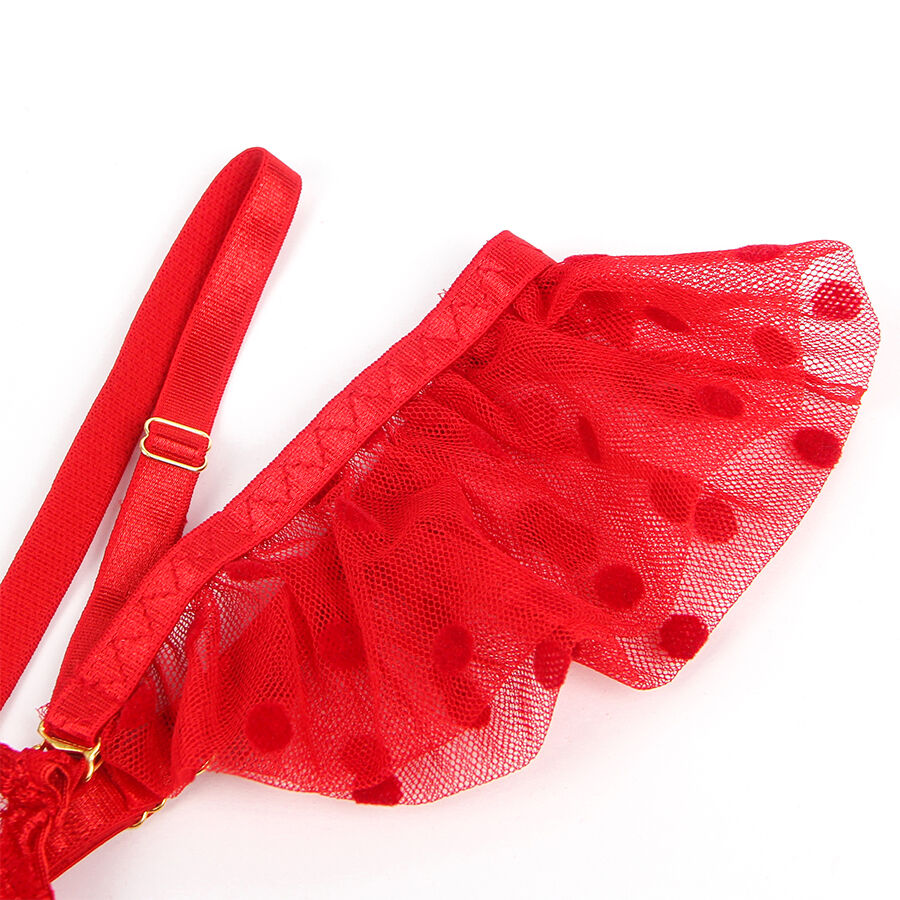 SUBBLIME - 957506 LACE BRA AND GARTER SET RED S/M