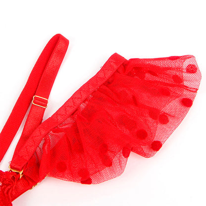 SUBBLIME - 957506 LACE BRA AND GARTER SET RED S/M