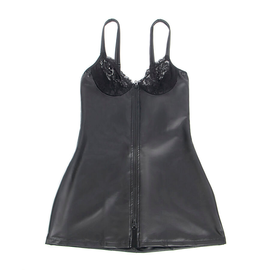 SUBBLIME - 957568 LEATHER DRESS WITH ZIPPER BLACK S/M
