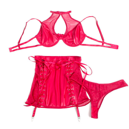 SUBBLIME - 957605 LEDER-BH UND ROCK-SET ROT S/M