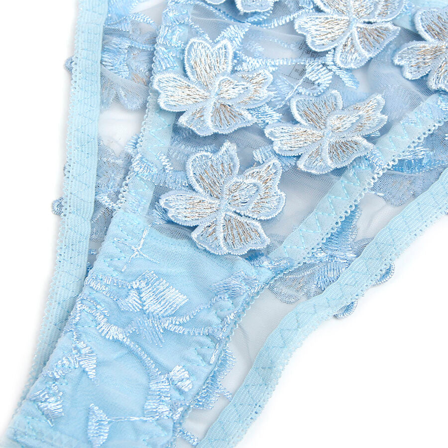 SUBBLIME - 957629 FLORAL EMBROIDERED BRA AND PANTY SET, SKY BLUE, S/M