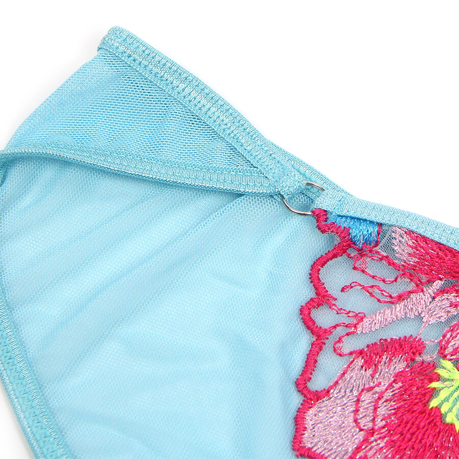 SUBBLIME - 957643 FLORAL EMBROIDERED BRA AND GARTER BELT SET PINK S/M