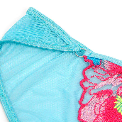 SUBBLIME - 957643 FLORAL EMBROIDERED BRA AND GARTER BELT SET PINK S/M