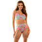 SUBBLIME - 957643 FLORAL EMBROIDERED BRA AND GARTER BELT SET PINK S/M