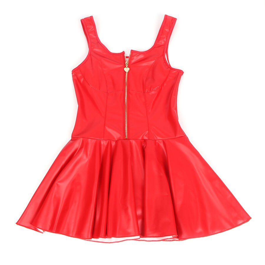 SUBBLIME - 957681 LEATHER DRESS WITH HEART ZIP, RED, S/M