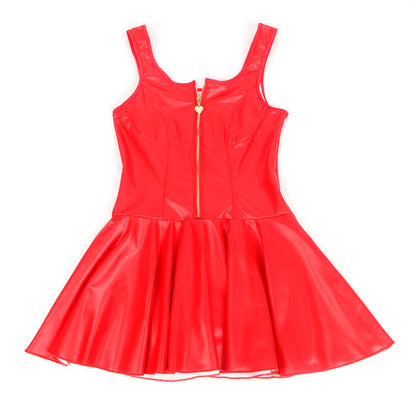 SUBBLIME - 957681 LEATHER DRESS WITH HEART ZIP, RED, S/M