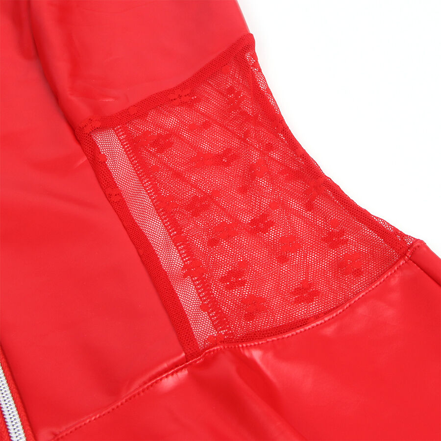 SUBBLIME - 957735 RED LEATHER DRESS WITH LACE-UP ZIP L/XL