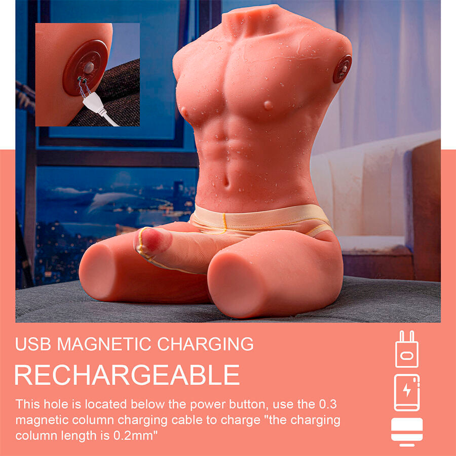 XISE – JASON HALF-BODY REALISTIC MALE TORSO WITH THRUST AND VIBRATION FUNCTIONS 55 CM