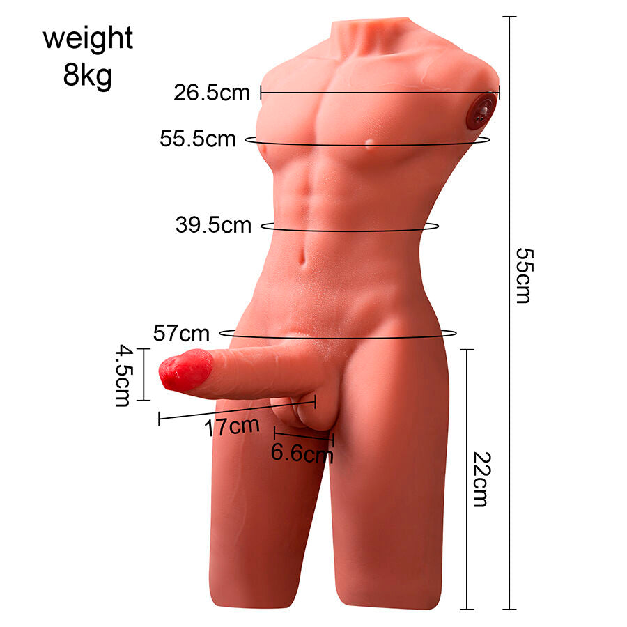 XISE – JASON HALF-BODY REALISTIC MALE TORSO WITH THRUST AND VIBRATION FUNCTIONS 55 CM