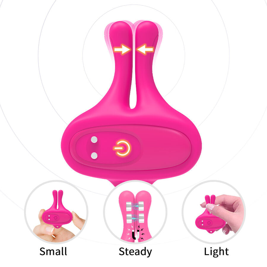 ARMONY - RABBIT SHAPED VIBRATING MAGNETIC NIPPLE CLAMPS PINK