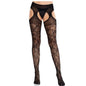 LEG AVENUE - BLUMENSPITZENSTRÜMPFE MIT STRUMPFBÄNDERN UNITED BLACK