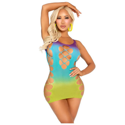 LEG AVENUE - SEAMLESS MINI DRESS WITH CUT-OUTS OCEAN
