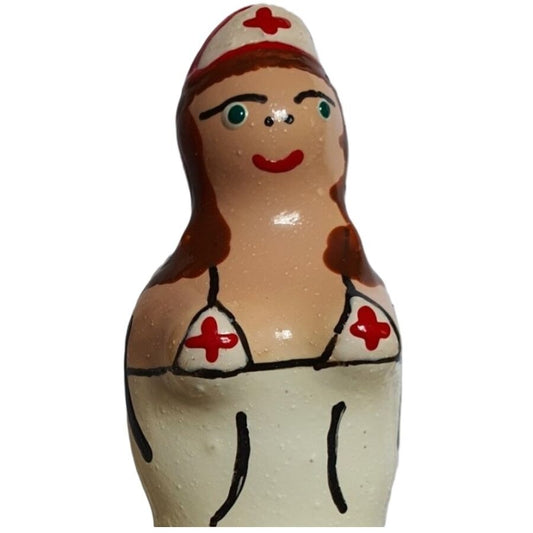 CONDOMERIE - HAND-PAINTED NOVELTY CONDOMS NURSE BRUNETTE