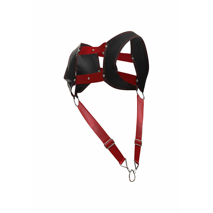 MOB - DNGEON HARNESS MIT ROTEM PENISRING EINE GRÖSSE