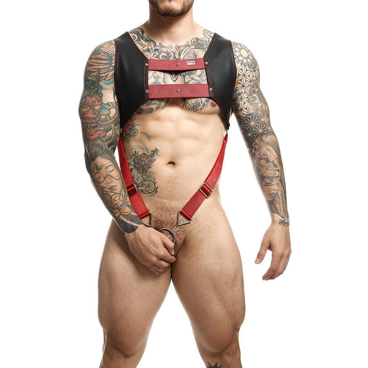 MOB - DUNGEON HARNESS WITH RED COCK RING ONE SIZE