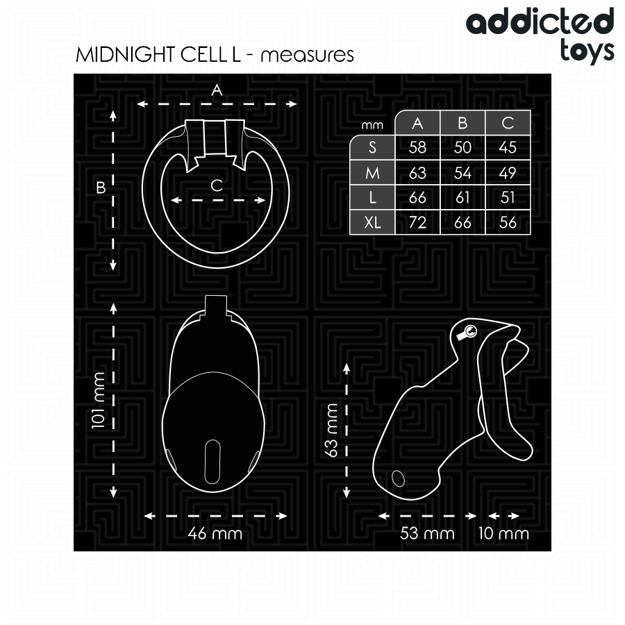 ADDICTED TOYS LOCKED - MINDNIGHT CELL COCK CAGE SIZE L