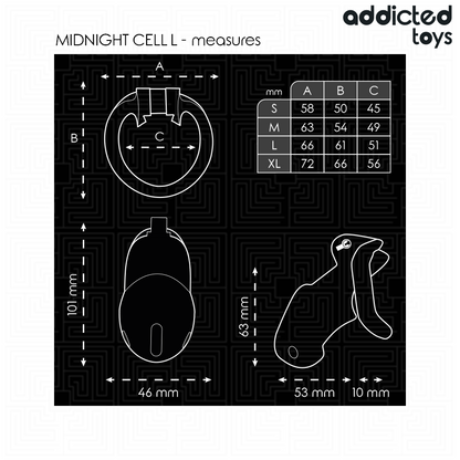 ADDICTED TOYS LOCKED - MINDNIGHT CELL COCK CAGE SIZE L