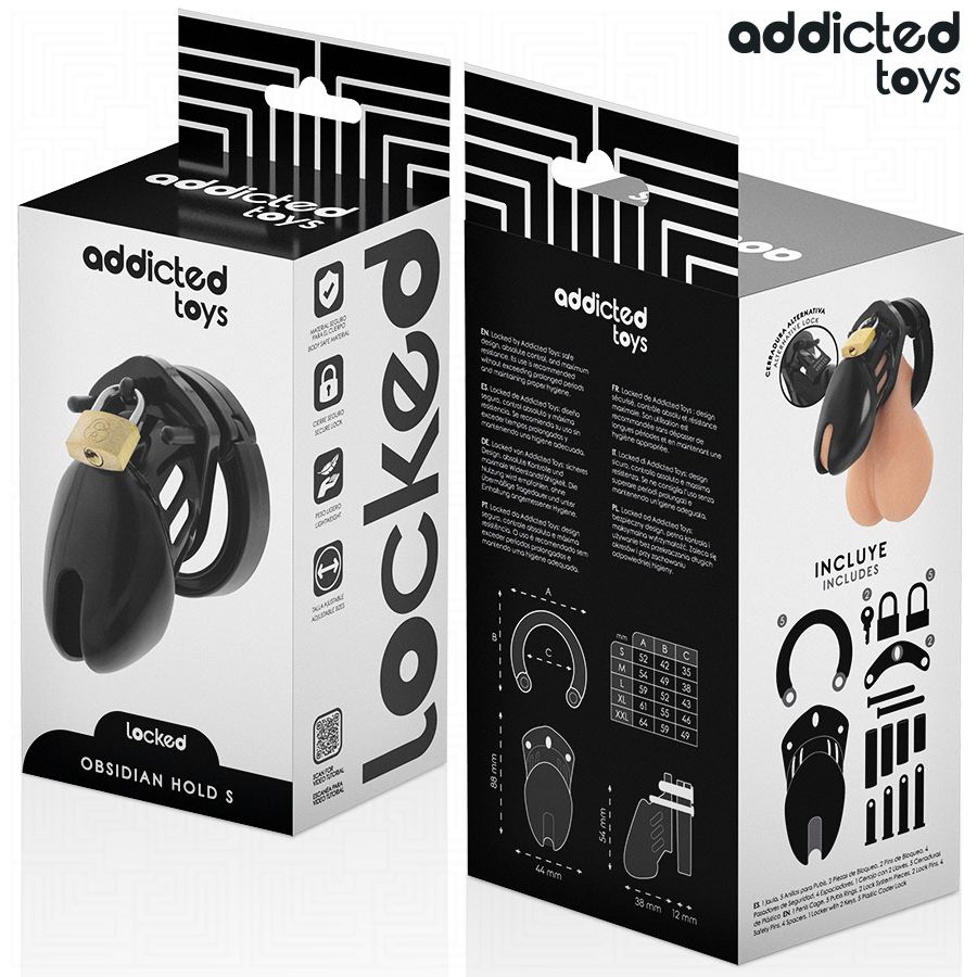 ADDICTED TOYS LOCKED - OBSIDIAN HOLD PENISKÄFIG GRÖSSE S