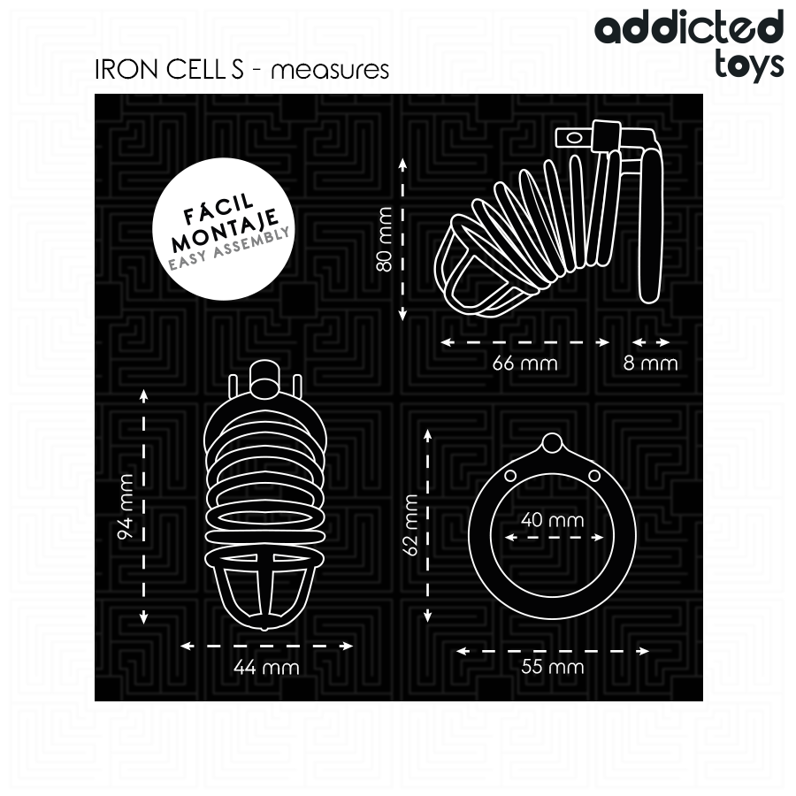 ADDICTED TOYS LOCKED - IRON CELL METALL-PENISKÄFIG 4 CM GRÖSSE S